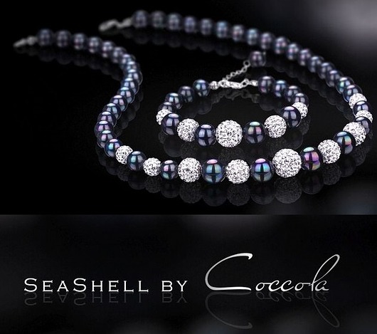 KOMPLET BIŻUTERII Z PEREŁ I KRYSZTAŁKÓw Coccola JEWELLERY