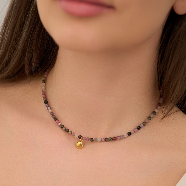 chokery Choker z turmalinów- srebro 925 pozłacane