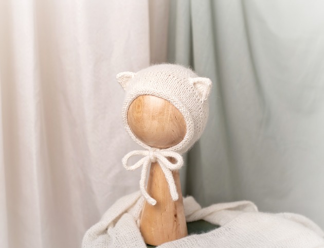 czapki dziecięce Bonetka Tuliś biała Baby Alpaka + Merino