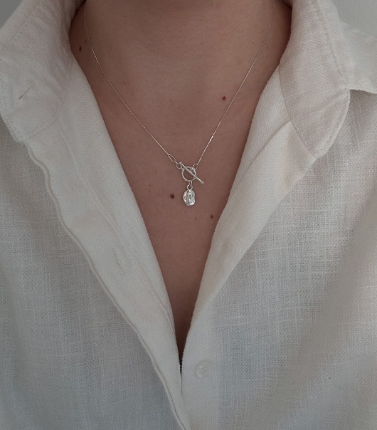 srebrne naszyjniki Naszyjnik toggle Perła