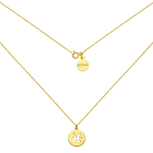 srebrne naszyjniki Złoty naszyjnik z zodiakiem Ryb