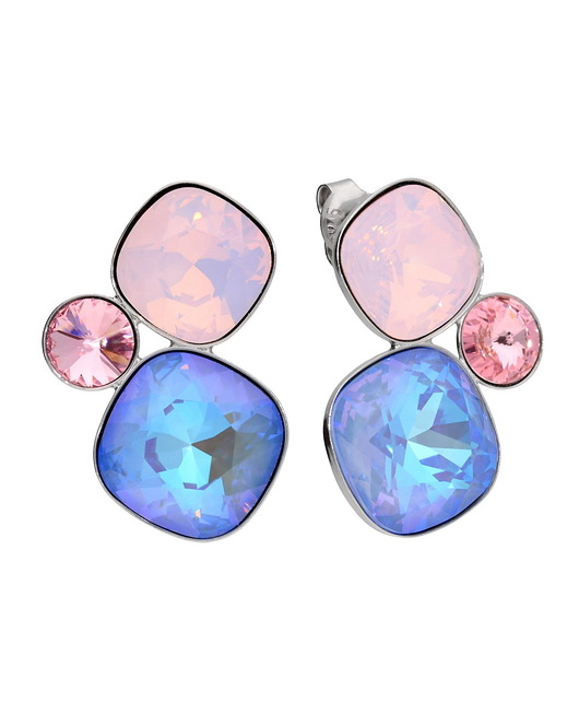 kolczyki swarovski Srebrne potrójne kolczyki z kryształami