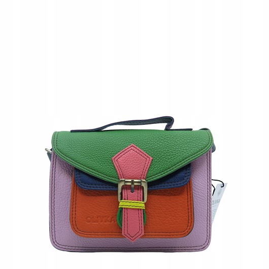 torby na ramię Torebka damska skórzana listonoszka kolorowa rączka regulowany pasek OLIVKA