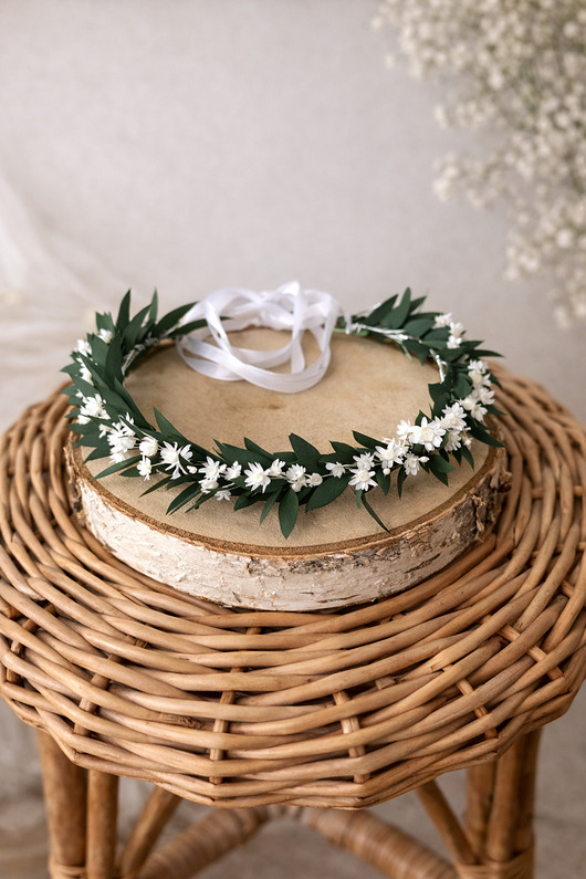 wianki komunijne Wianek na głowę eukaliptus + glixia