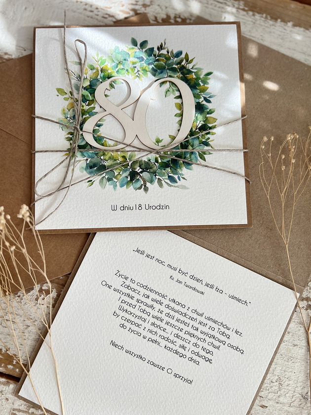 kartki scrapbooking Wyjątkowa ręcznie robiona kartka życzenia na 80 urodziny