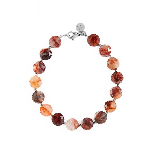 bransoletki z kamieni naturalnych Bransoletka z bordowych kamieni miłości - Wersja Srebrna