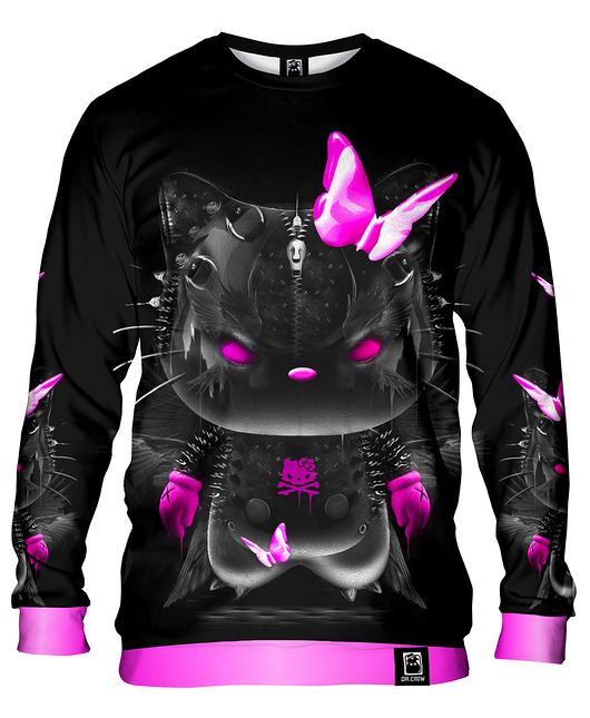bluzy męskie Bluza Bez Kaptura Męska DR.CROW Kitty Punk