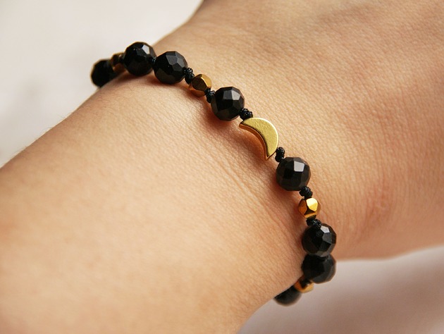 bransoletki z kamieni naturalnych OCHRONNA lunula : turmalin : glam