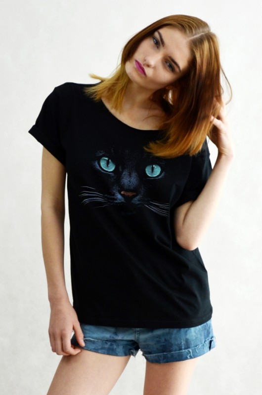 BLACK CAT - Koszulka Oversize czarna GAU great as You