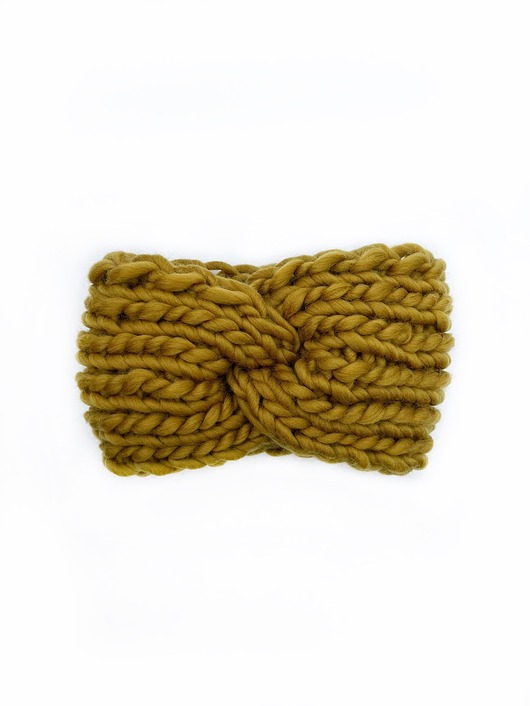 opaski do włosów Oliwkowa opaska turban z wełny peruwiańskiej