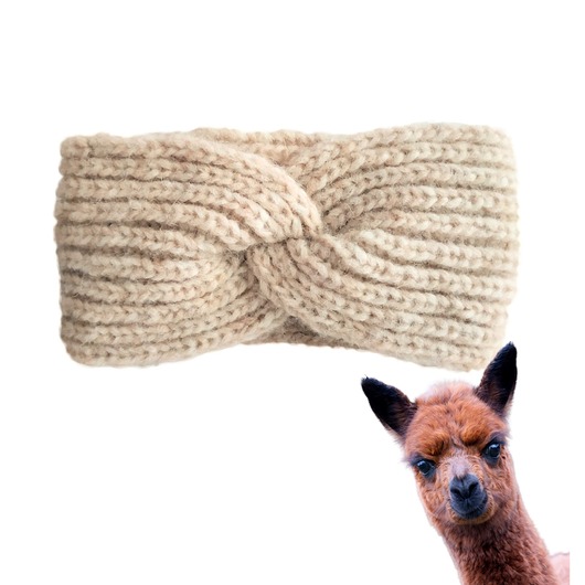 opaski do włosów Wełniana opaska handmade z alpaki i merino, miękka, ciepła, beżowa