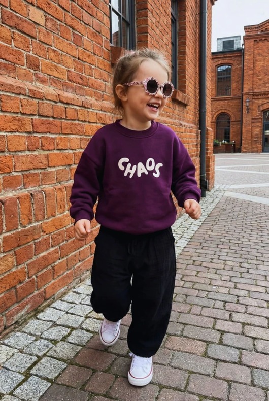 bluzy dla dziewczynki Bluza dziecięca CHAOS - bakłażanowa