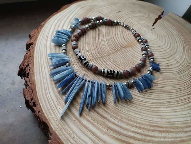 naszyjniki - inne Kolekcja plemienna - boho naszyjnik z kyanitem