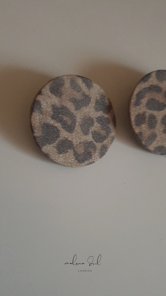 kolczyki - inne Kolczyki SUN koła panterka brązowa beżowa motyw zwierzęcy