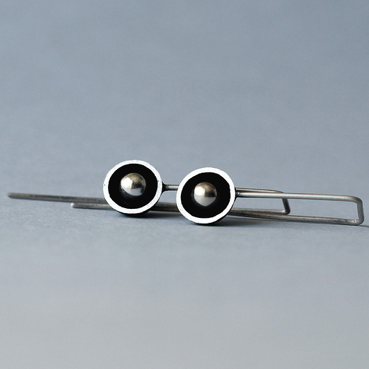 kolczyki wire wrapping Minimalistyczne kolczyki ze srebrną kulką