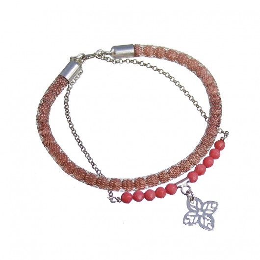 POPLAVSKY Bransoletka Coral Gloss srebro koral POPLAVSKY