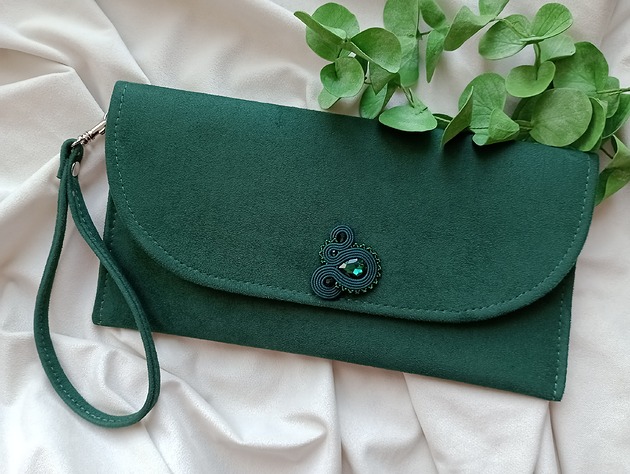 kopertówki Kopertówka na wesele zielona haftowana