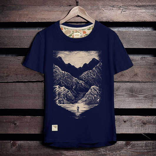 t-shirty męskie Koszulka męska GÓRY i CZŁOWIEK granatowa