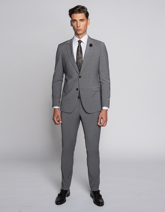 marynarki męskie Marynarka męska do zestawu saluzzo szary slim fit