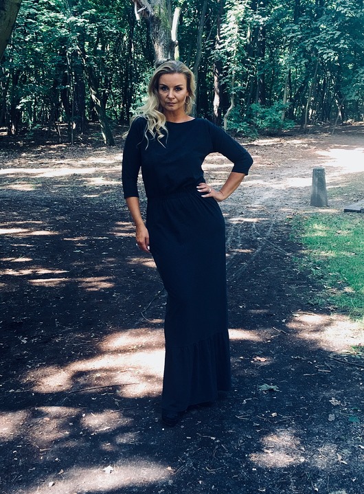 Sukienka Maxi Glamour efekt WOW Pudrowy Różowy