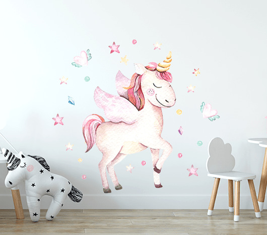 NAKLEJKA ŚCIENNA,Tęczowy Jednorożec Wallie Studio Dekoracji