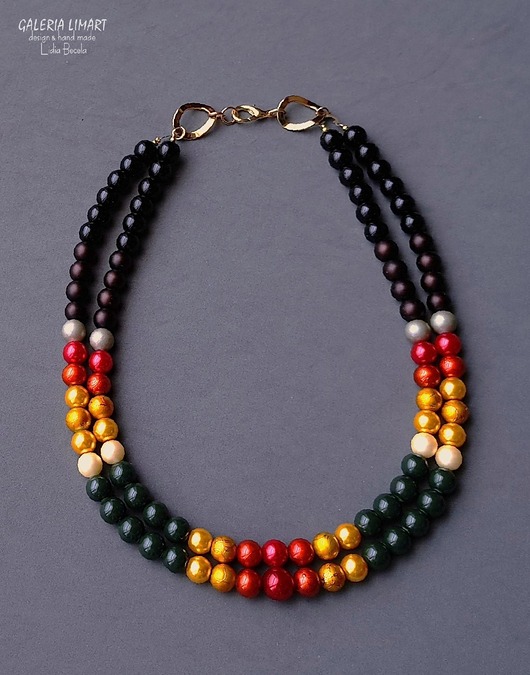 korale Vintage style efektowny naszyjnik ze szklanych korali w niezwykłej kolorystyce
