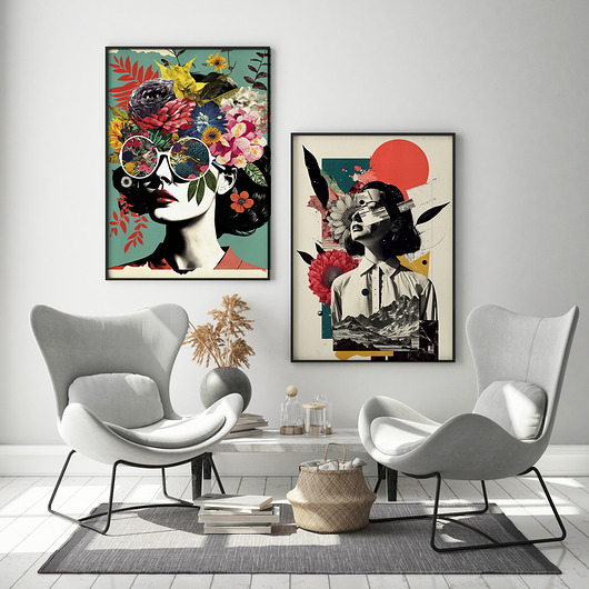 plakaty Zestaw plakatów - kolaż kobieta v2