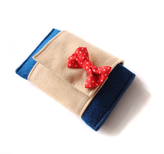 etui - navy blue&ecru&red&dots - zam. elfagado