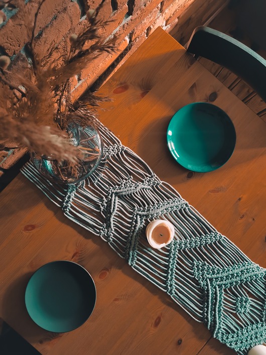 obrusy i serwetki Bieżnik na stół Boho Obrus na stól Makrama