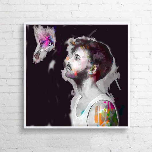 Obraz na płótnie "HE&BIRD" 100x100 cm Krzanoo