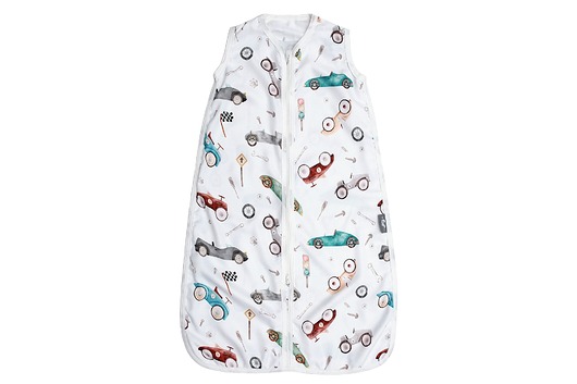 śpiwory i rożki niemowlęce Śpiworek Bambusowy letni do spania dla dzieci 0,5 TOG - RETRO CARS do 12m.