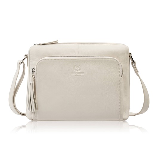 torby na ramię Torebka damska na ramię skórzana beżowa klasyczna miejska Paolo Peruzzi