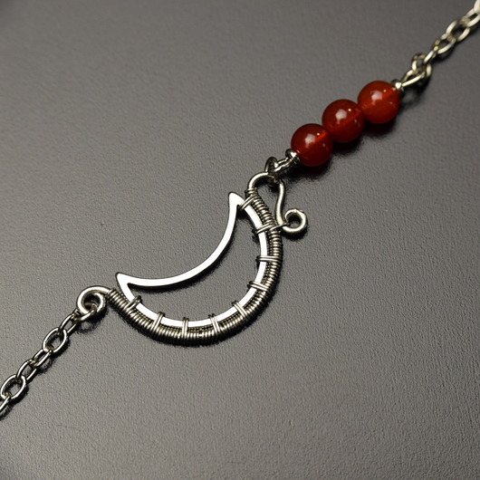 bransoletki wire wrapping Bransoletka karneol wire wrapping księżyc lunula