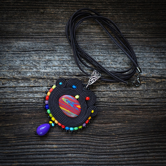 Kolorowy  naszyjnik soutache Mró Soutache