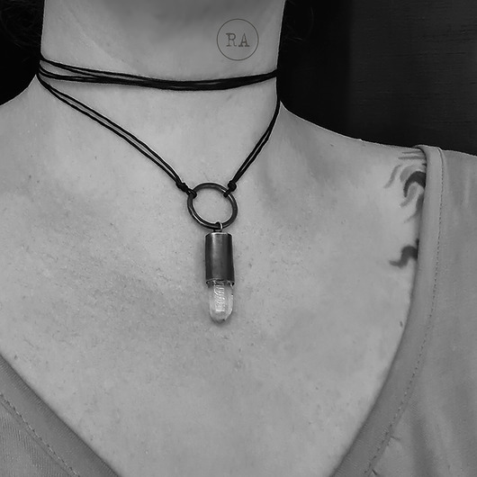 Choker SREBRO Kryształ górski - naszyjnik Q2161 RA