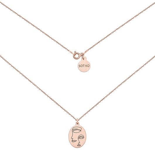 złote naszyjniki Medalion z różowego złota Face N7