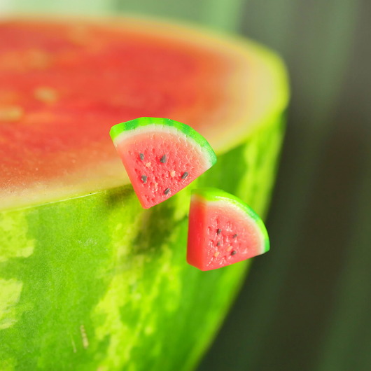 kolczyki z masy plastycznej Kolczyki arbuzy