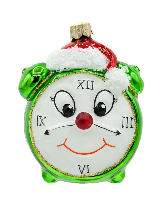 ozdoby choinkowe Bombka choinkowa: Zegar z czapką Świętego Mikołaja: zielony