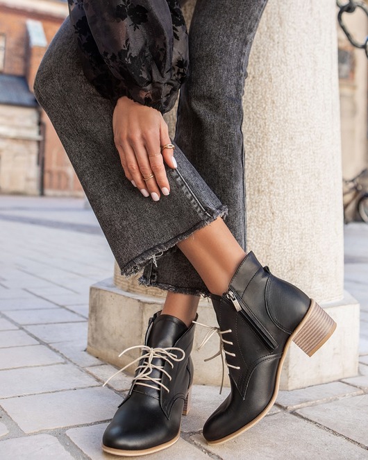 botki damskie RĘCZNIE ROBIONE BOTKI ZAPATO 482 CZARNY LICO