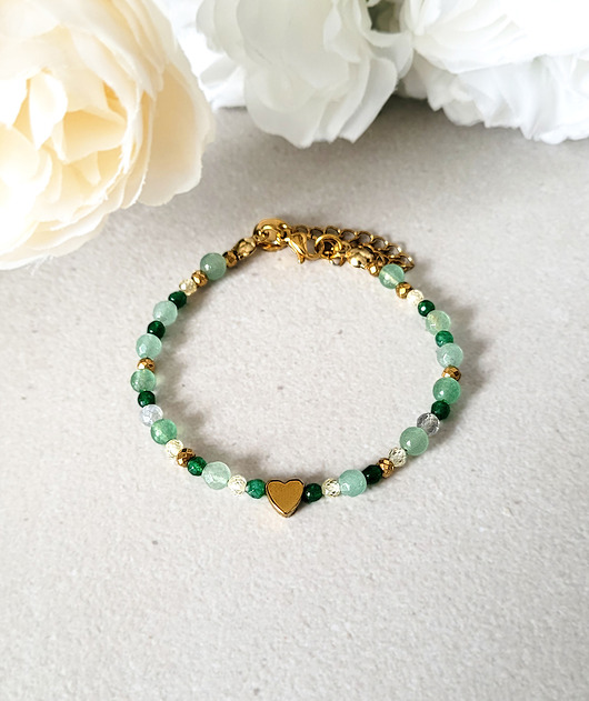 bransoletki z kamieni naturalnych Elegancka bransoletka z Awenturynem i serduszkiem