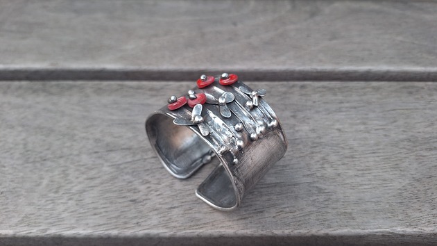 bransoletki wire wrapping Małe maki - bransoletka regulowana