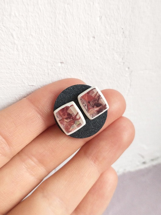 Kolczyki ceramiczne w konie biżuteria z talerzy