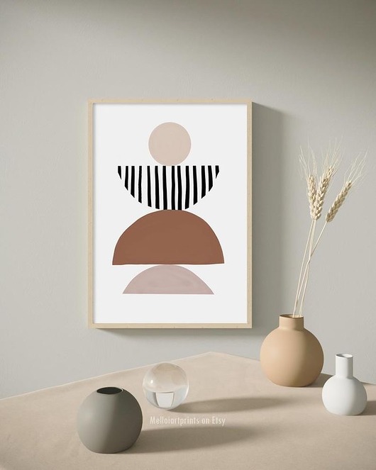 PLAKAT abstrakcyjny neutralny grafika figury black dot studio