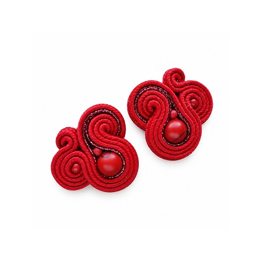 kolczyki soutache Czerwone kolczyki sutasz