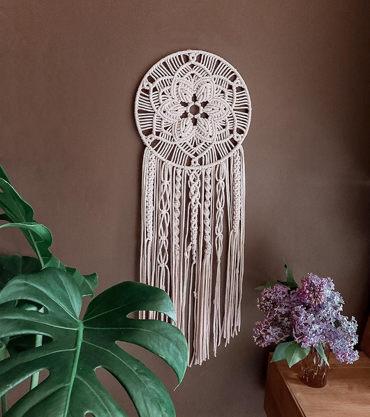 łapacze snów Makrama - łapacz snów - mandala flower - pudrowy róż