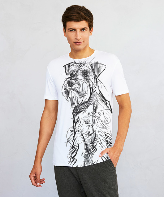 t-shirty męskie Miniature Schnauzer Dog Men's T-shirt white