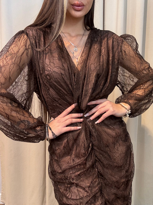 sukienki mini damskie Koronkowa sukienka Marrone