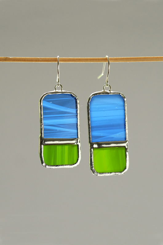 Kolczyki szafirowo- zielone SUNNY BeArt Handmade