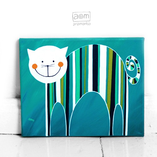 obraz 24x30- kot indygo anamarko
