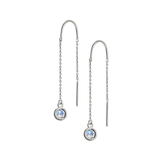 kolczyki srebrne Aura - Srebrne kolczyki z kamieniem księżycowym na łańcuszku